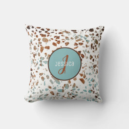 Gepersonaliseerd Abstract Terrazzo Brown & Blue Pa Kussen
