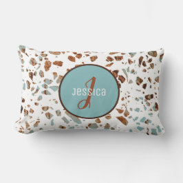 Gepersonaliseerd Abstract Terrazzo Brown & Blue Pa Kussen