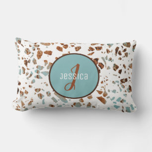 Gepersonaliseerd Abstract Terrazzo Brown & Blue Pa Kussen