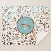 Gepersonaliseerd Abstract Terrazzo Brown & Blue Pa Sherpa Deken (Voorkant (horizontaal))