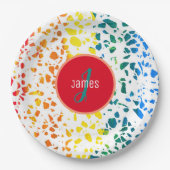 Gepersonaliseerd Abstract Terrazzo Colorful Patroo Papieren Bordje (Voorkant)