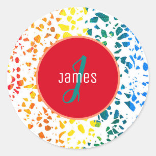 Gepersonaliseerd Abstract Terrazzo Colorful Patroo Ronde Sticker