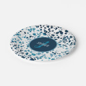 Gepersonaliseerd Abstract "Terrazzo Mosaic Blue Pa Papieren Bordje (Gekanteld)