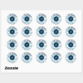 Gepersonaliseerd Abstract "Terrazzo Mosaic Blue Pa Ronde Sticker (Vel)