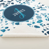 Gepersonaliseerd Abstract "Terrazzo Mosaic Blue Pa Sherpa Deken (3/4)