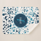 Gepersonaliseerd Abstract "Terrazzo Mosaic Blue Pa Sherpa Deken (Voorkant (horizontaal))