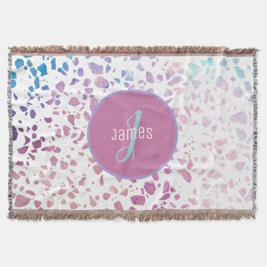 Gepersonaliseerd Abstract Terrazzo Pink & Blue Pat Deken (Voorkant)