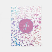 Gepersonaliseerd Abstract Terrazzo Pink & Blue Pat Fleece Deken (Voorkant)