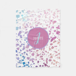 Gepersonaliseerd Abstract Terrazzo Pink & Blue Pat Fleece Deken