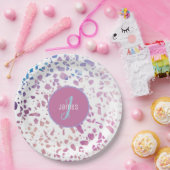Gepersonaliseerd Abstract Terrazzo Pink & Blue Pat Papieren Bordje (Feest)