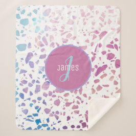 Gepersonaliseerd Abstract Terrazzo Pink & Blue Pat Sherpa Deken
