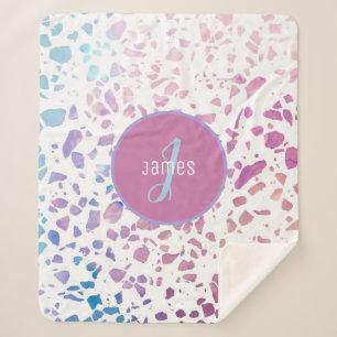 Gepersonaliseerd Abstract Terrazzo Pink & Blue Pat Sherpa Deken