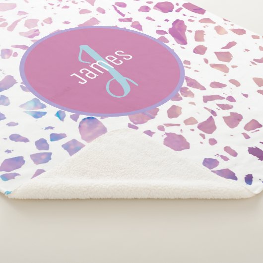 Gepersonaliseerd Abstract Terrazzo Pink & Blue Pat Sherpa Deken (3/4)