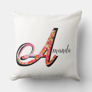 Gepersonaliseerd abstract valblad monogram A Kussen