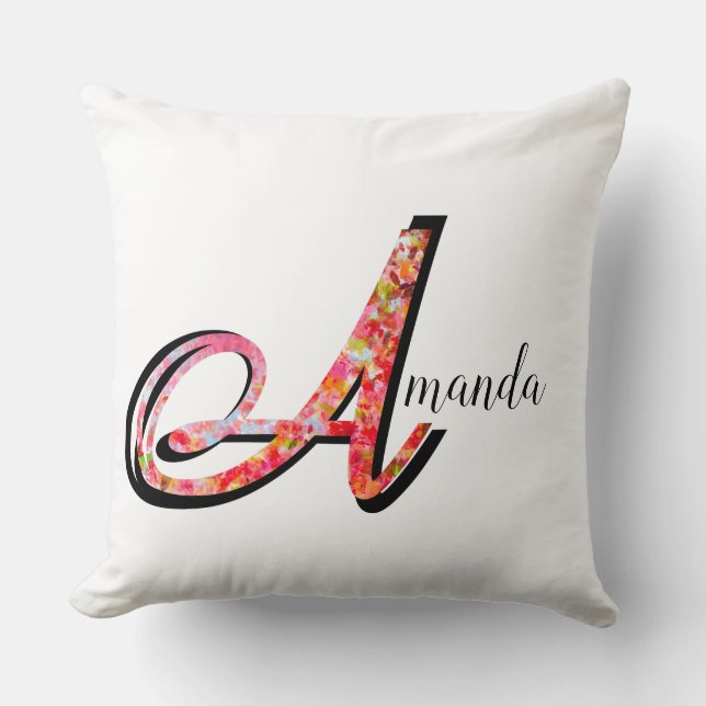 Gepersonaliseerd abstract valblad monogram A Kussen (Voorkant)