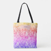 Gepersonaliseerd abstracte kunst pastel bloemige C Tote Bag (Achterkant)