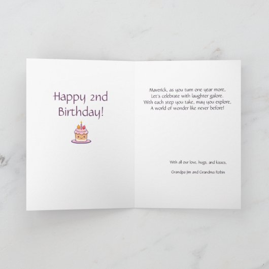 Gepersonaliseerd achterkleinzoon Kind Verjaardag G Aankondiging (Binnen)