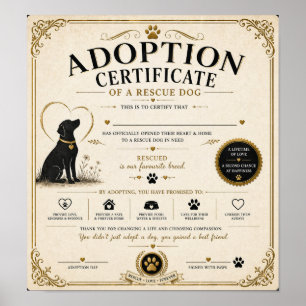 Gepersonaliseerd Adoptiecertificaat Reddingshond Poster