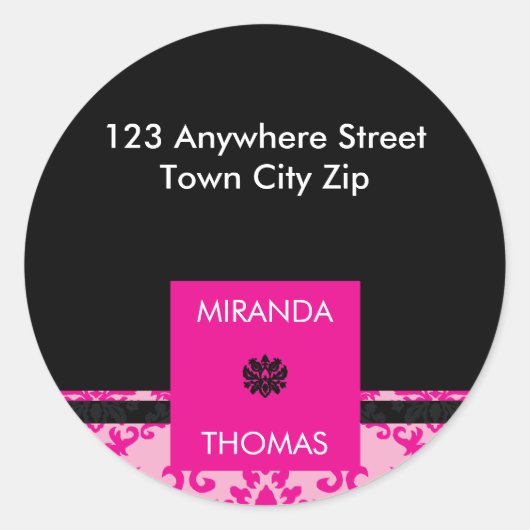 GEPERSONALISEERD ADRESLABEL :: damask kleuren 2B Ronde Sticker (Voorkant)