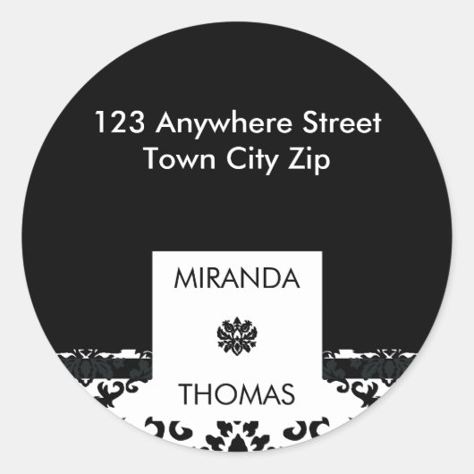GEPERSONALISEERD ADRESLABEL :: damast kleuren 10B Ronde Sticker (Voorkant)
