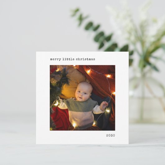 Gepersonaliseerd Afbeelding Baby's eerste kerst Feestdagenkaart (Staand voorkant)