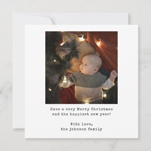 Gepersonaliseerd Afbeelding Baby's eerste kerst Feestdagenkaart (Achterkant)