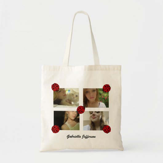 Gepersonaliseerd Afbeelding collage: Ladybug-Canva Tote Bag (Voorkant)