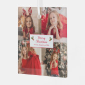 Gepersonaliseerd Afbeelding Collage met Kerstmis Glas Ornament (Voorkant links)