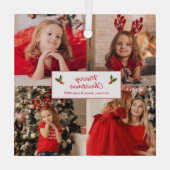 Gepersonaliseerd Afbeelding Collage met Kerstmis Glas Ornament (Achterkant)