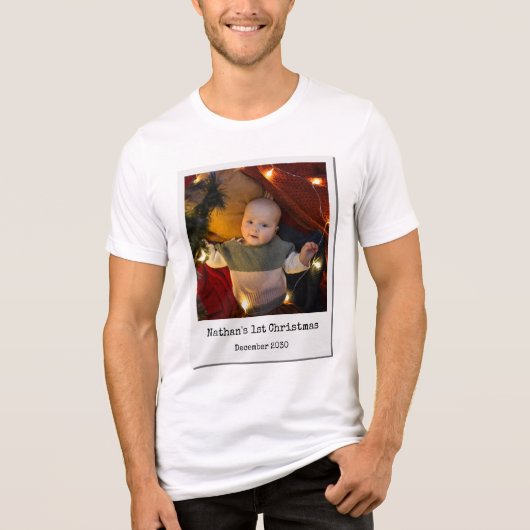 Gepersonaliseerd Afbeelding Cool  1st Christmas Tri-Blend Shirt (Voorkant)