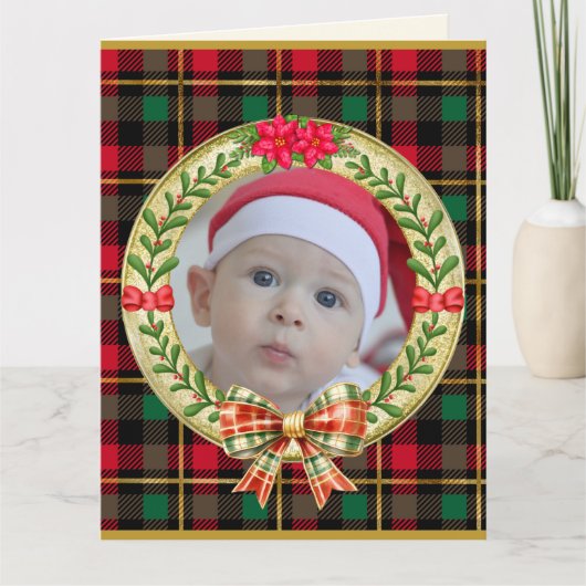 Gepersonaliseerd Afbeelding Lijst en Kerstkrans C Kaart (Voorkant)