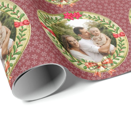 Gepersonaliseerd Afbeelding Lijst en Kerstkrans Cadeaupapier (Rol Hoek)