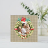 Gepersonaliseerd Afbeelding Lijst en Kerstkrans Feestdagenkaart (Staand voorkant)