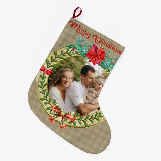 Gepersonaliseerd Afbeelding Lijst en Kerstkrans Grote Kerstsok (Voorkant (Hangend))