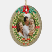 Gepersonaliseerd Afbeelding Lijst en Kerstkrans Keramisch Ornament (Rechts)