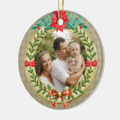 Gepersonaliseerd Afbeelding Lijst en Kerstkrans Keramisch Ornament (Links)