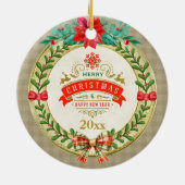 Gepersonaliseerd Afbeelding Lijst en Kerstkrans Keramisch Ornament (Achterkant)