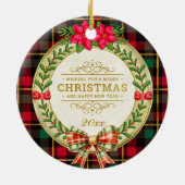 Gepersonaliseerd Afbeelding Lijst en Kerstkrans Keramisch Ornament (Achterkant)