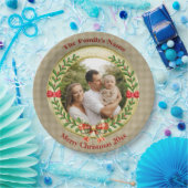 Gepersonaliseerd Afbeelding Lijst en Kerstkrans P Papieren Bordje (Feest)