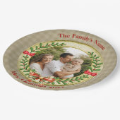 Gepersonaliseerd Afbeelding Lijst en Kerstkrans P Papieren Bordje (Gekanteld)