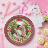 Gepersonaliseerd Afbeelding Lijst en Kerstkrans Papieren Bordje (Feest)
