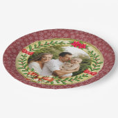 Gepersonaliseerd Afbeelding Lijst en Kerstkrans Papieren Bordje (Gekanteld)