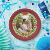 Gepersonaliseerd Afbeelding Lijst en Kerstkrans Papieren Bordje (Feest)