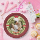 Gepersonaliseerd Afbeelding Lijst en Kerstkrans Papieren Bordje (Feest)