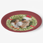 Gepersonaliseerd Afbeelding Lijst en Kerstkrans Papieren Bordje (Gekanteld)