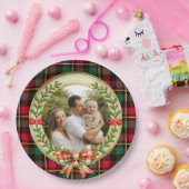 Gepersonaliseerd Afbeelding Lijst en Kerstkrans Papieren Bordje (Feest)