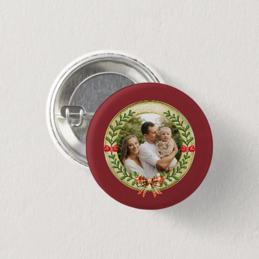 Gepersonaliseerd Afbeelding Lijst en Kerstkrans Ronde Button 3,2 Cm (Voorkant /achterkant)