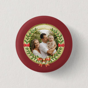 Gepersonaliseerd Afbeelding Lijst en Kerstkrans Ronde Button 3,2 Cm