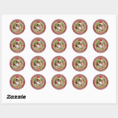 Gepersonaliseerd Afbeelding Lijst en Kerstkrans Ronde Sticker (Vel)