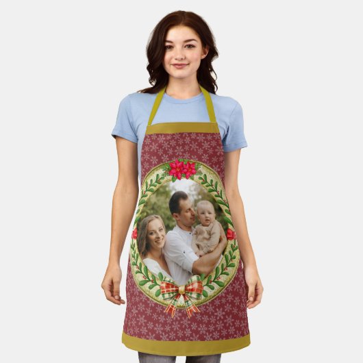 Gepersonaliseerd Afbeelding Lijst en Kerstkrans Schort (Gedragen)